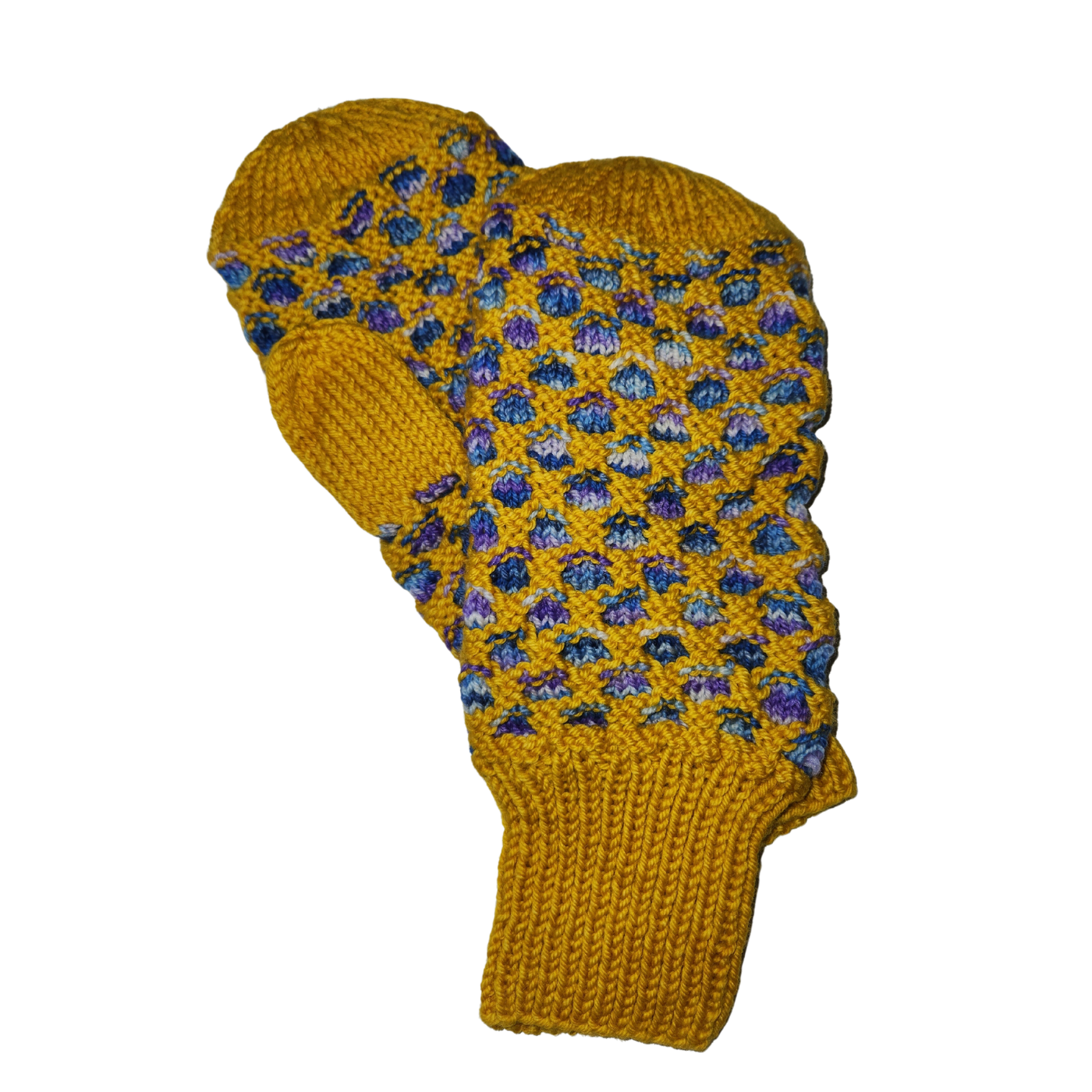 Hand Knit Newfoundland Style Honeycomb Mittens - Various Colors